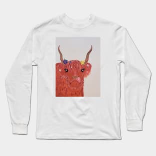 Highland Cow Painting Full Long Sleeve T-Shirt